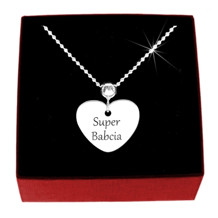 NASZYJNIK SREBRNY SERCE GRAWER DLA BABCI SREBRO 925 DZIEŃ BABCI